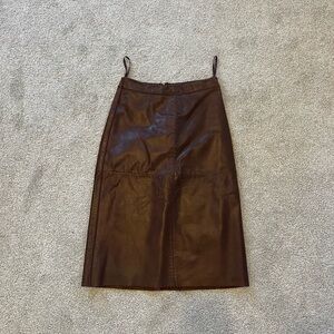 Elegant Burgundy Leather Skirt